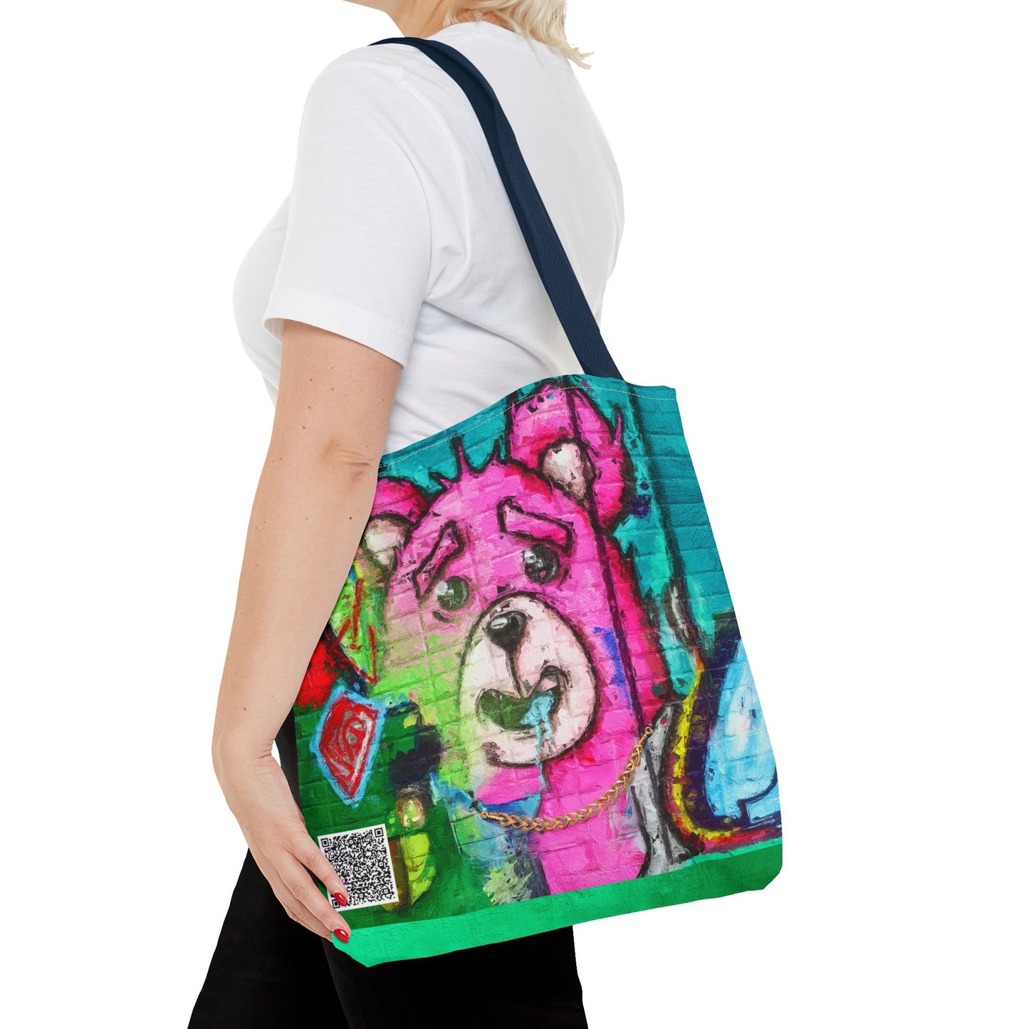 "Graffiti Pink Bear" Tote Bag