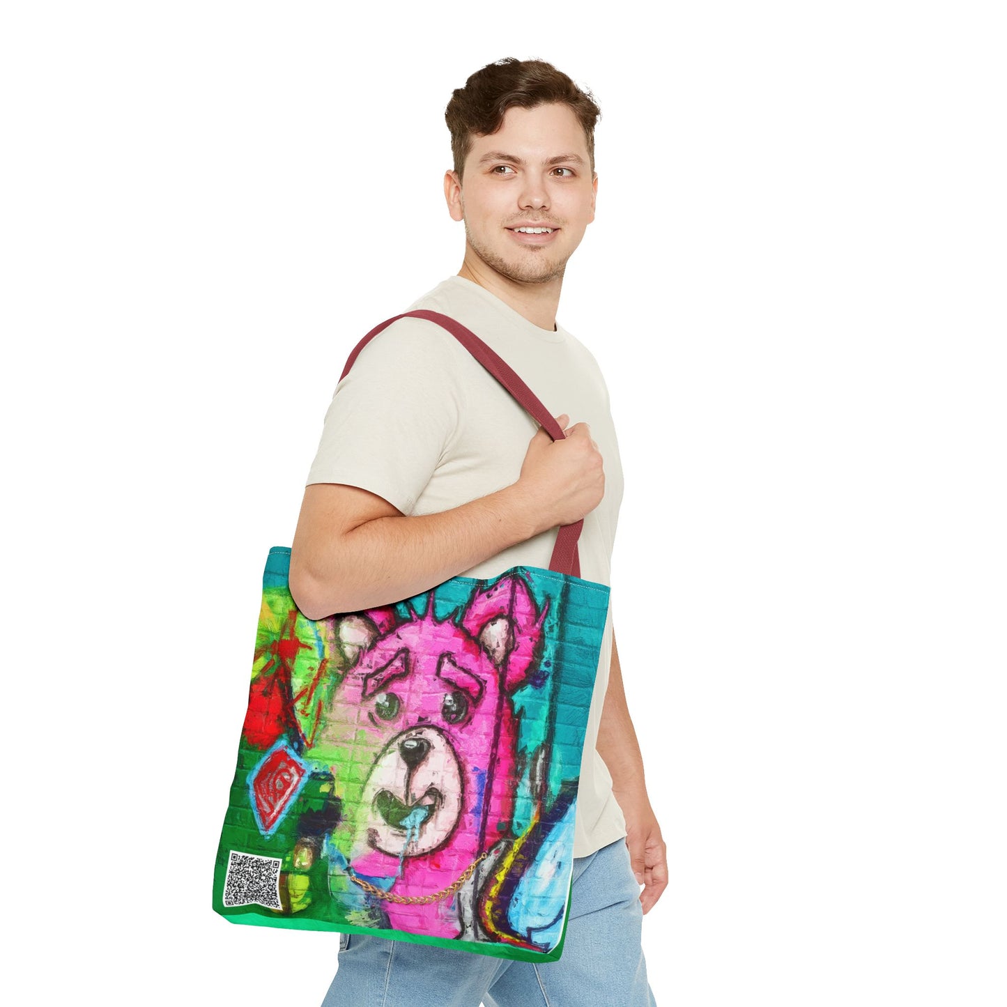 "Graffiti Pink Bear" Tote Bag