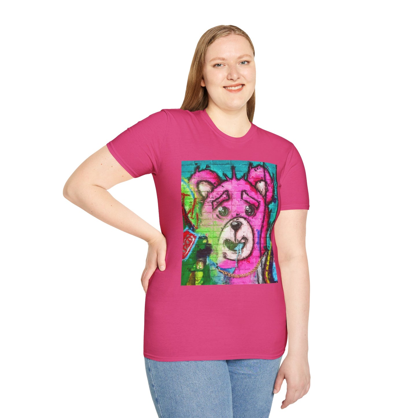 Graffiti Pink Bear Unisex T-Shirt - Artistic Fine Art Tee