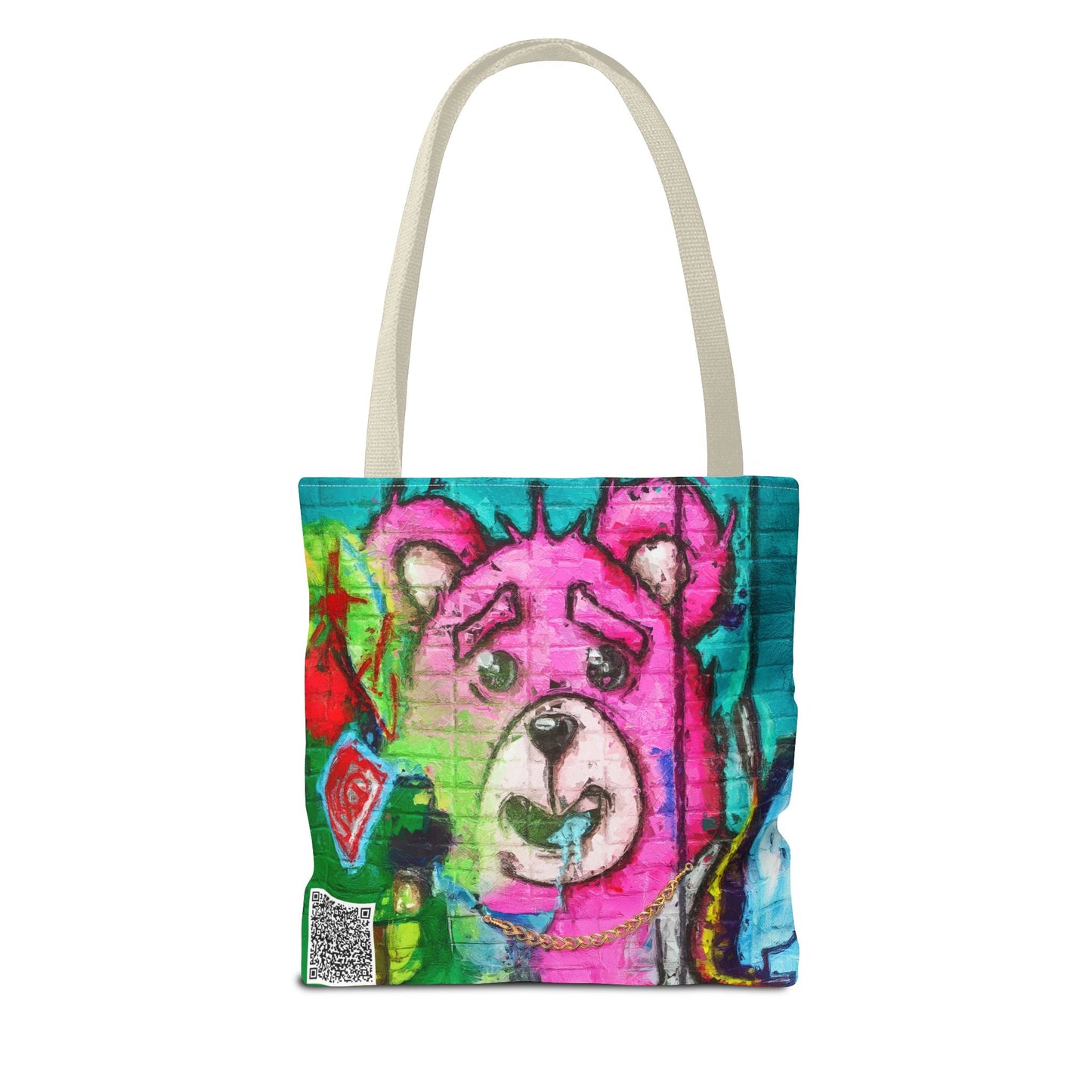 "Graffiti Pink Bear" Tote Bag