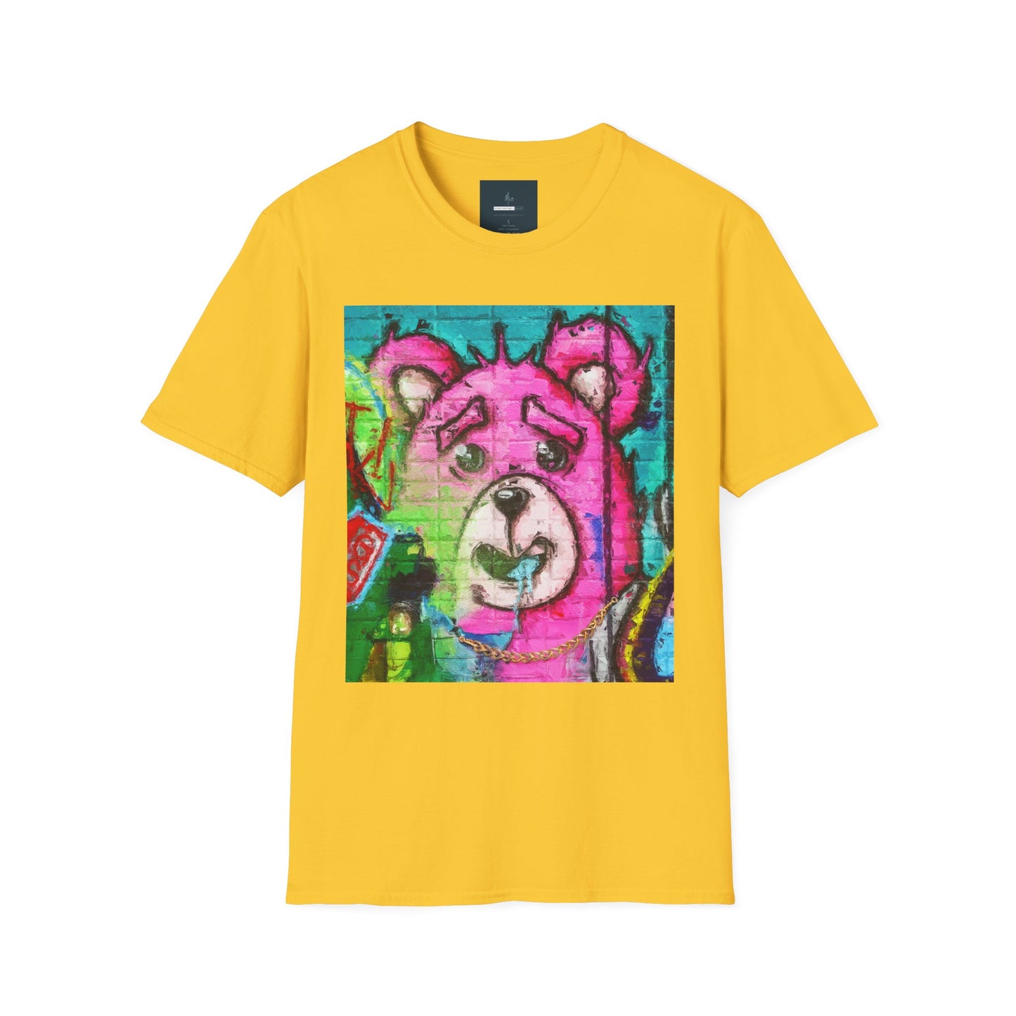 Graffiti Pink Bear Unisex T-Shirt - Artistic Fine Art Tee