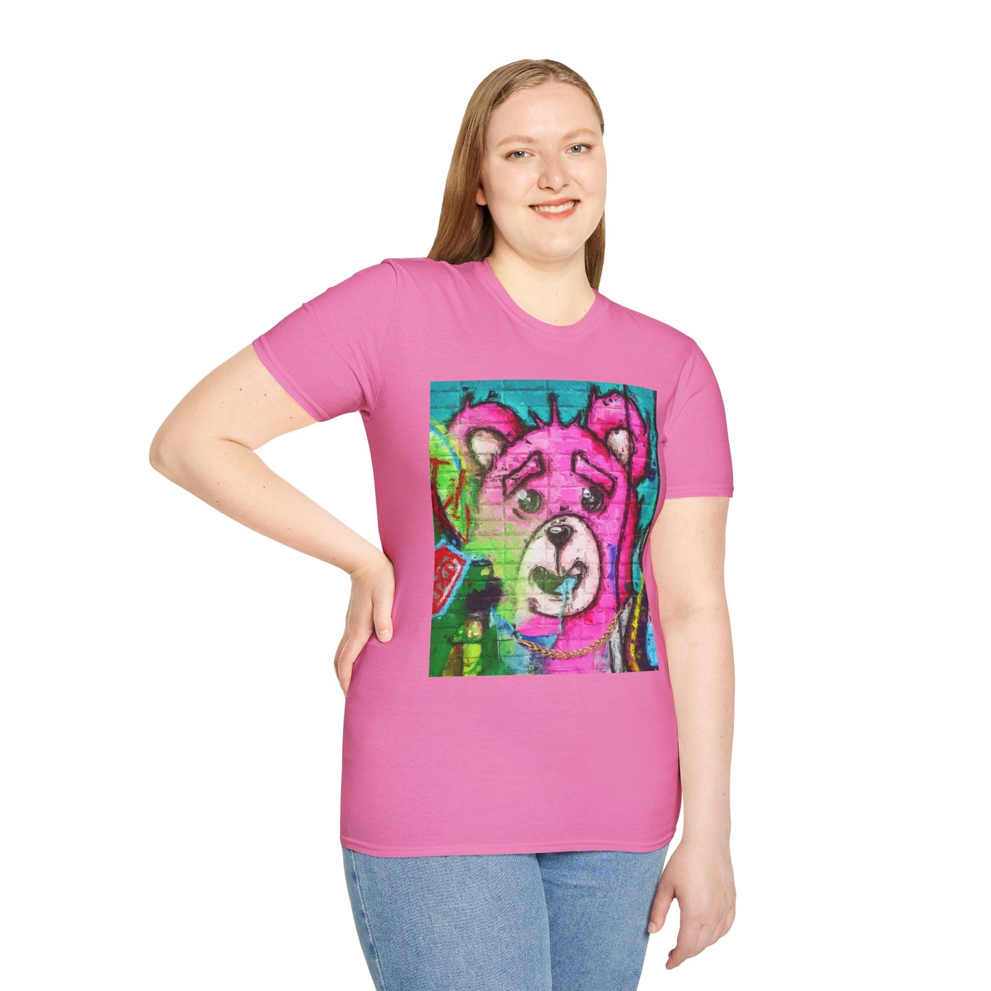Graffiti Pink Bear Unisex T-Shirt - Artistic Fine Art Tee
