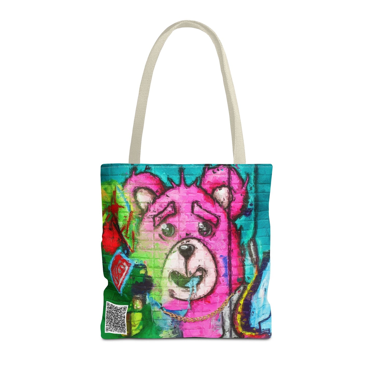 "Graffiti Pink Bear" Tote Bag