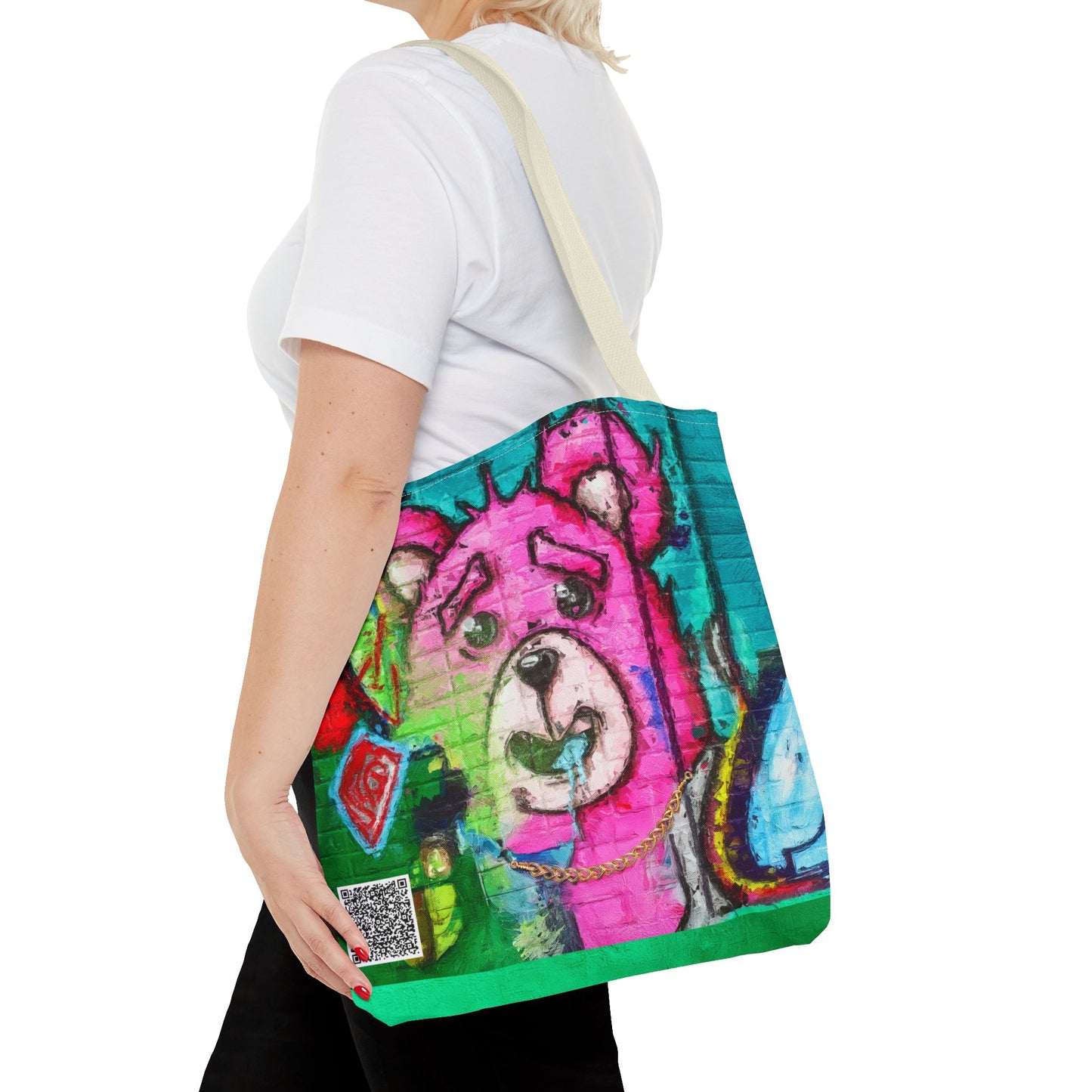 "Graffiti Pink Bear" Tote Bag