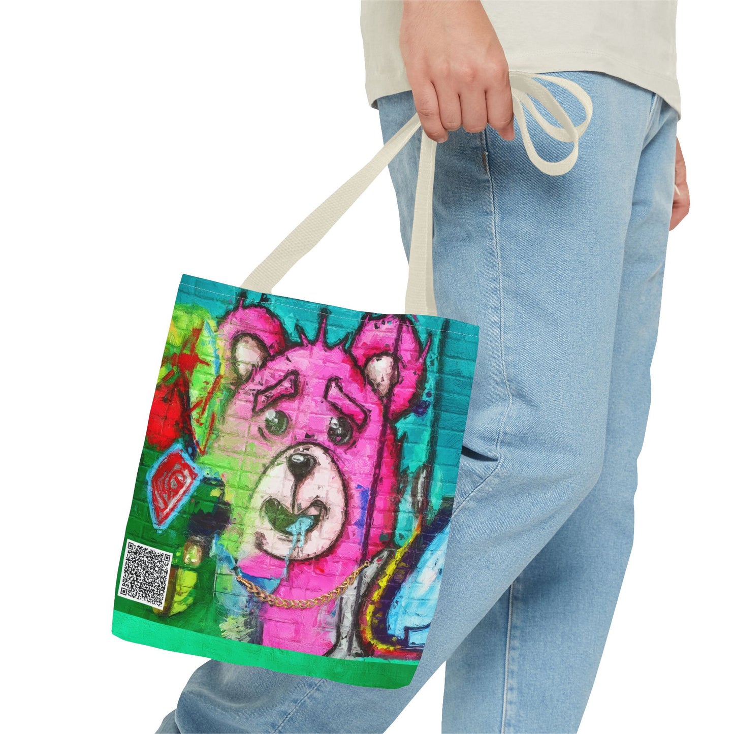 "Graffiti Pink Bear" Tote Bag
