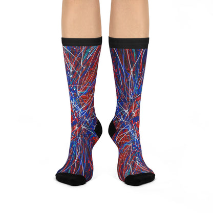 Red, White & Blue "Splash" Cushioned Crew Socks