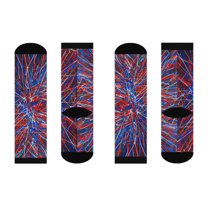 Red, White & Blue "Splash" Cushioned Crew Socks