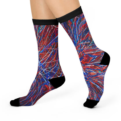 Red, White & Blue "Splash" Cushioned Crew Socks