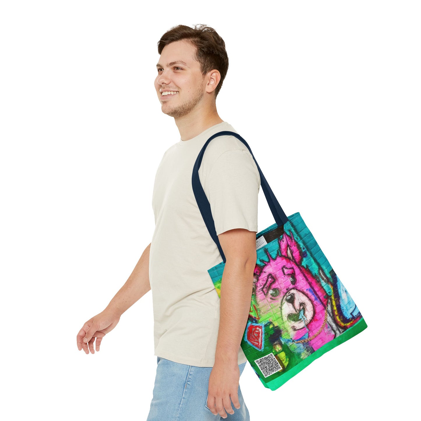 "Graffiti Pink Bear" Tote Bag
