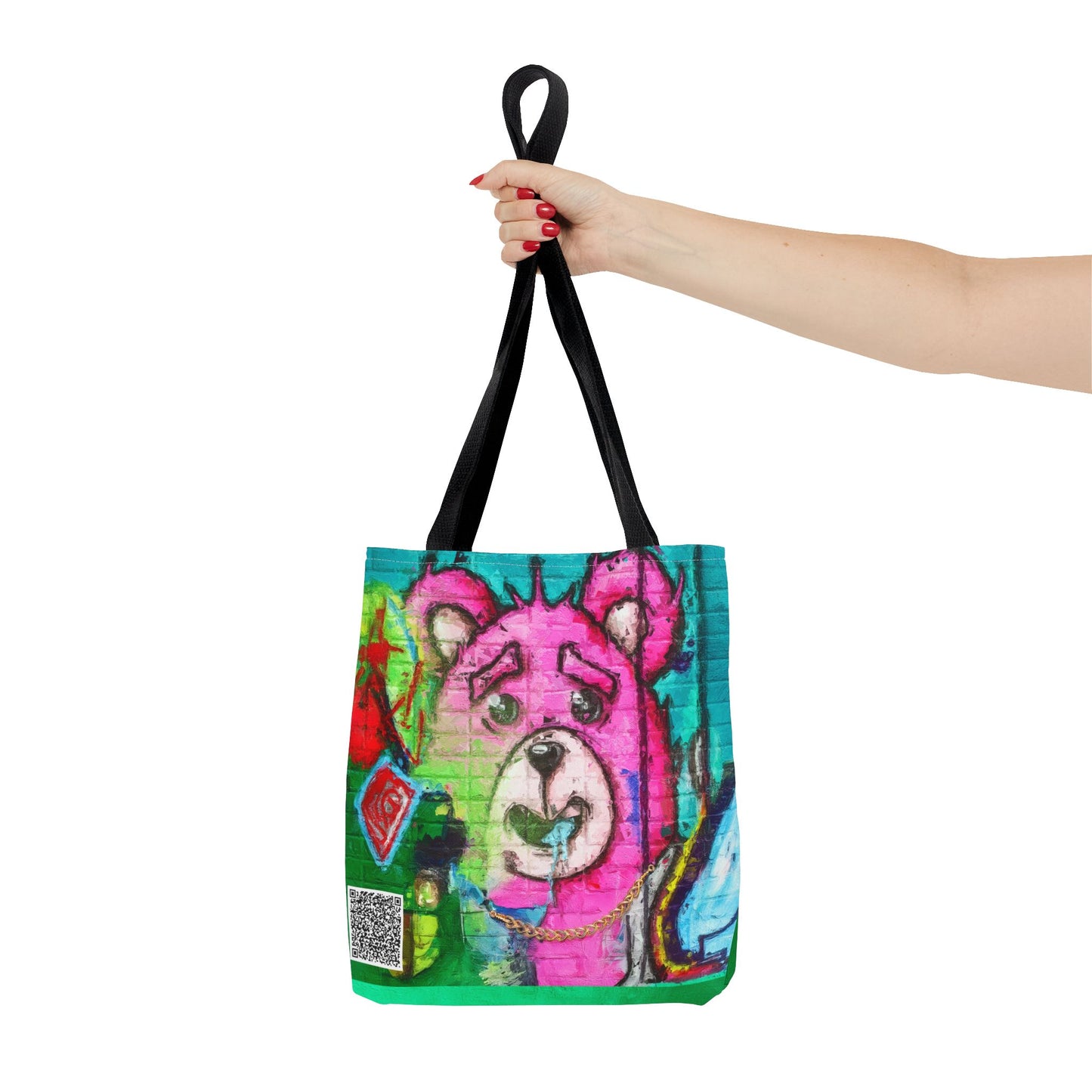 "Graffiti Pink Bear" Tote Bag
