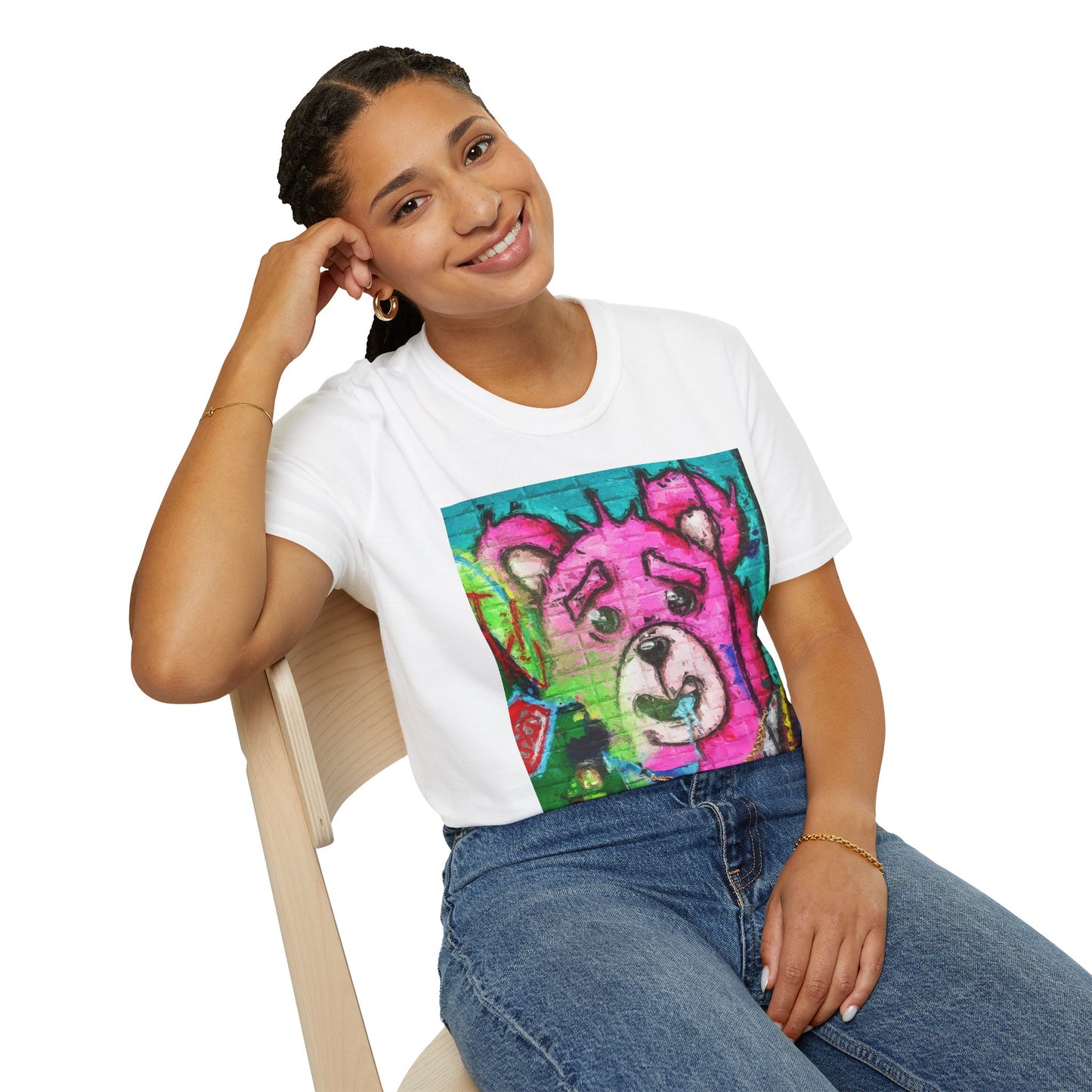 Graffiti Pink Bear Unisex T-Shirt - Artistic Fine Art Tee