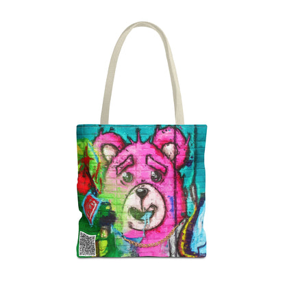 "Graffiti Pink Bear" Tote Bag