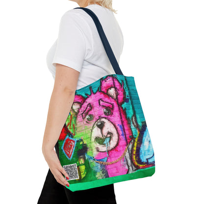 "Graffiti Pink Bear" Tote Bag