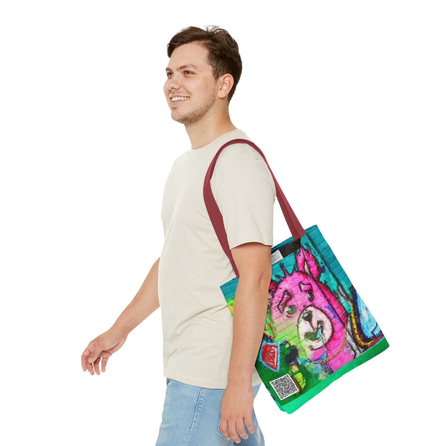 "Graffiti Pink Bear" Tote Bag
