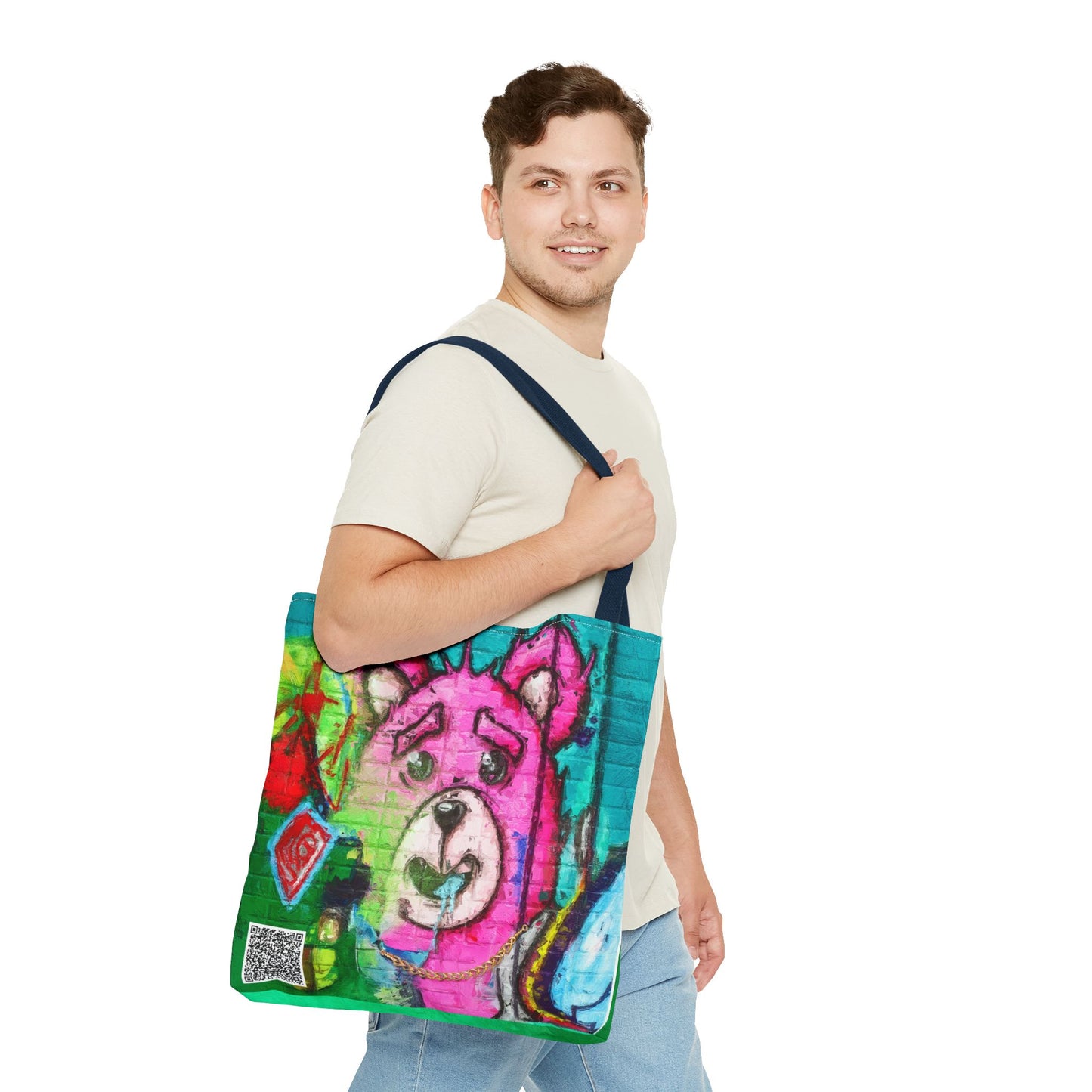 "Graffiti Pink Bear" Tote Bag