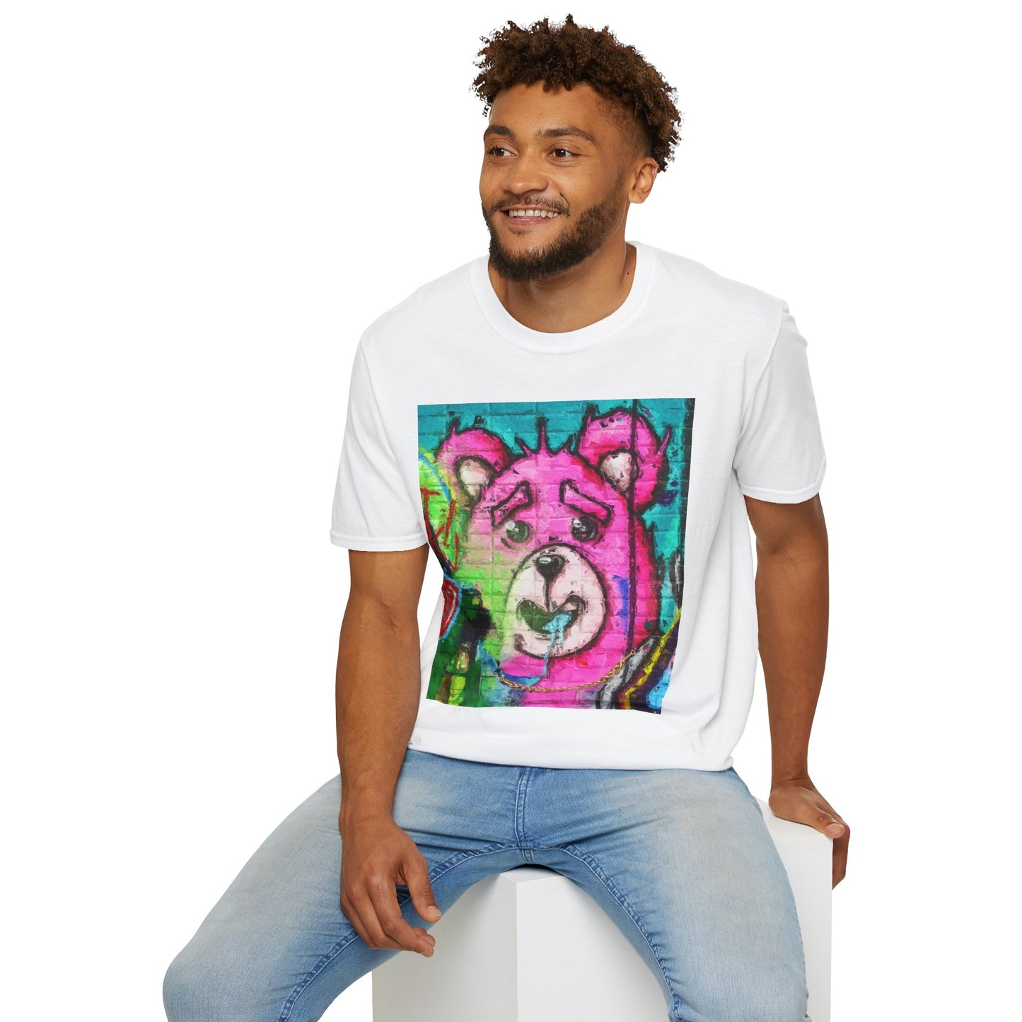 Graffiti Pink Bear Unisex T-Shirt - Artistic Fine Art Tee