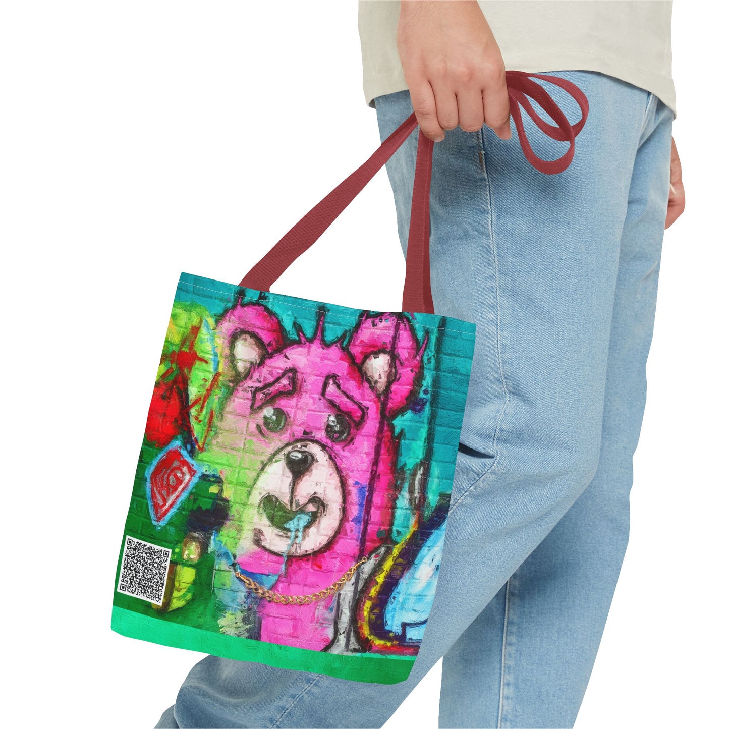 "Graffiti Pink Bear" Tote Bag