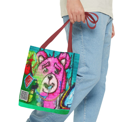 "Graffiti Pink Bear" Tote Bag