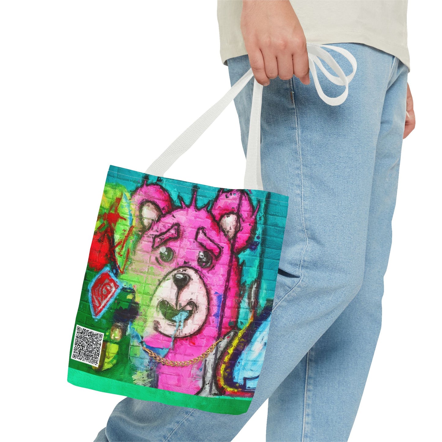 "Graffiti Pink Bear" Tote Bag