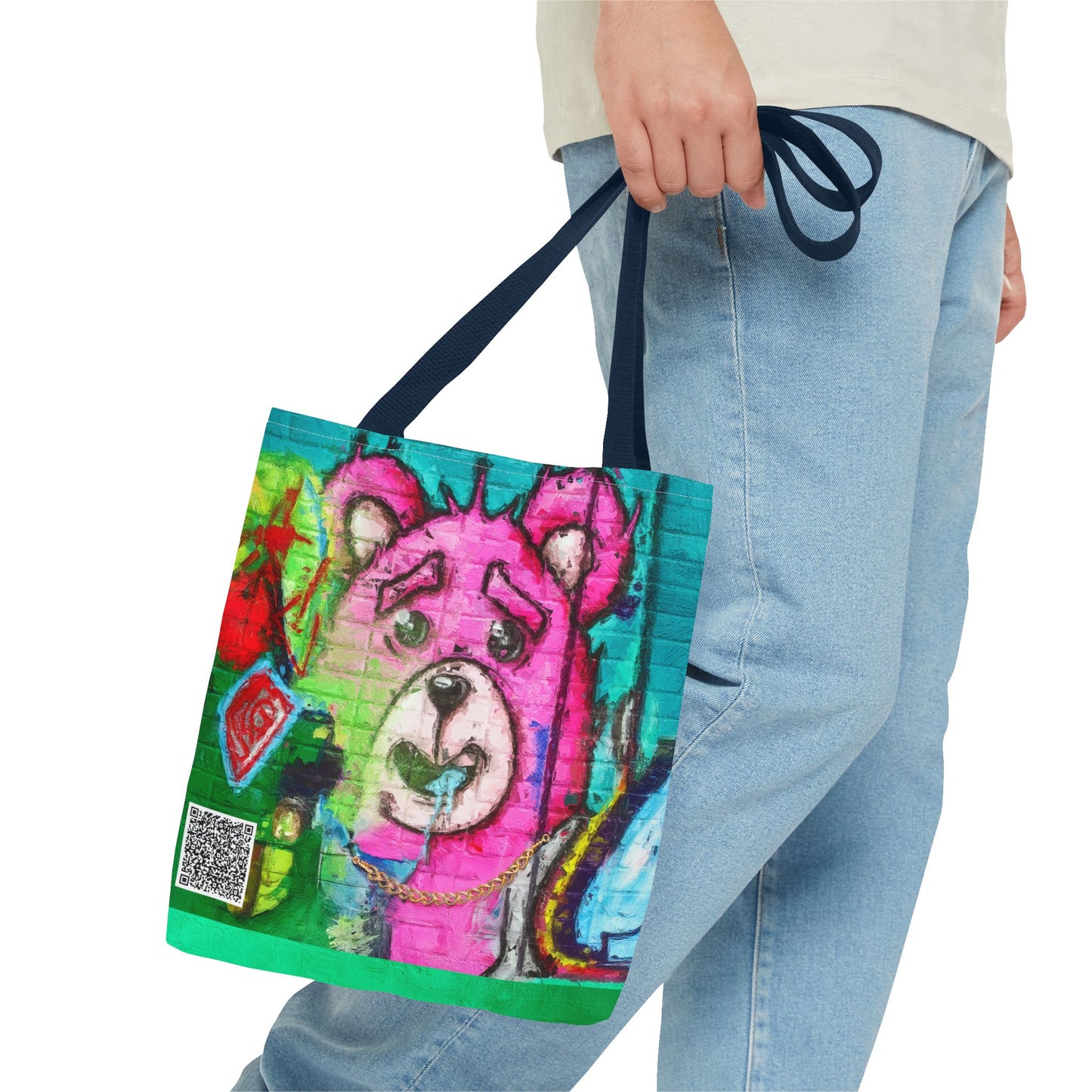 "Graffiti Pink Bear" Tote Bag