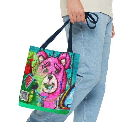 "Graffiti Pink Bear" Tote Bag