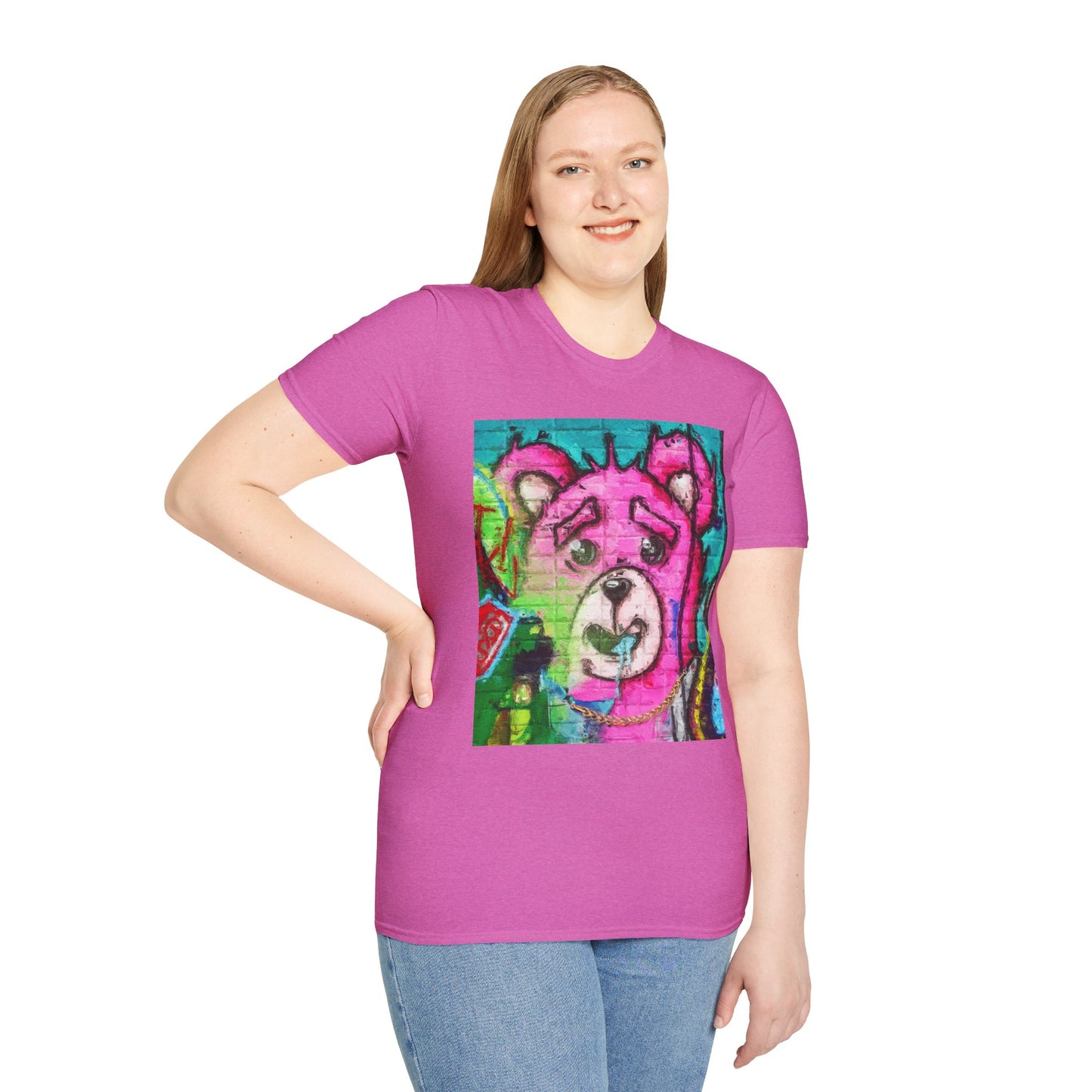 Graffiti Pink Bear Unisex T-Shirt - Artistic Fine Art Tee