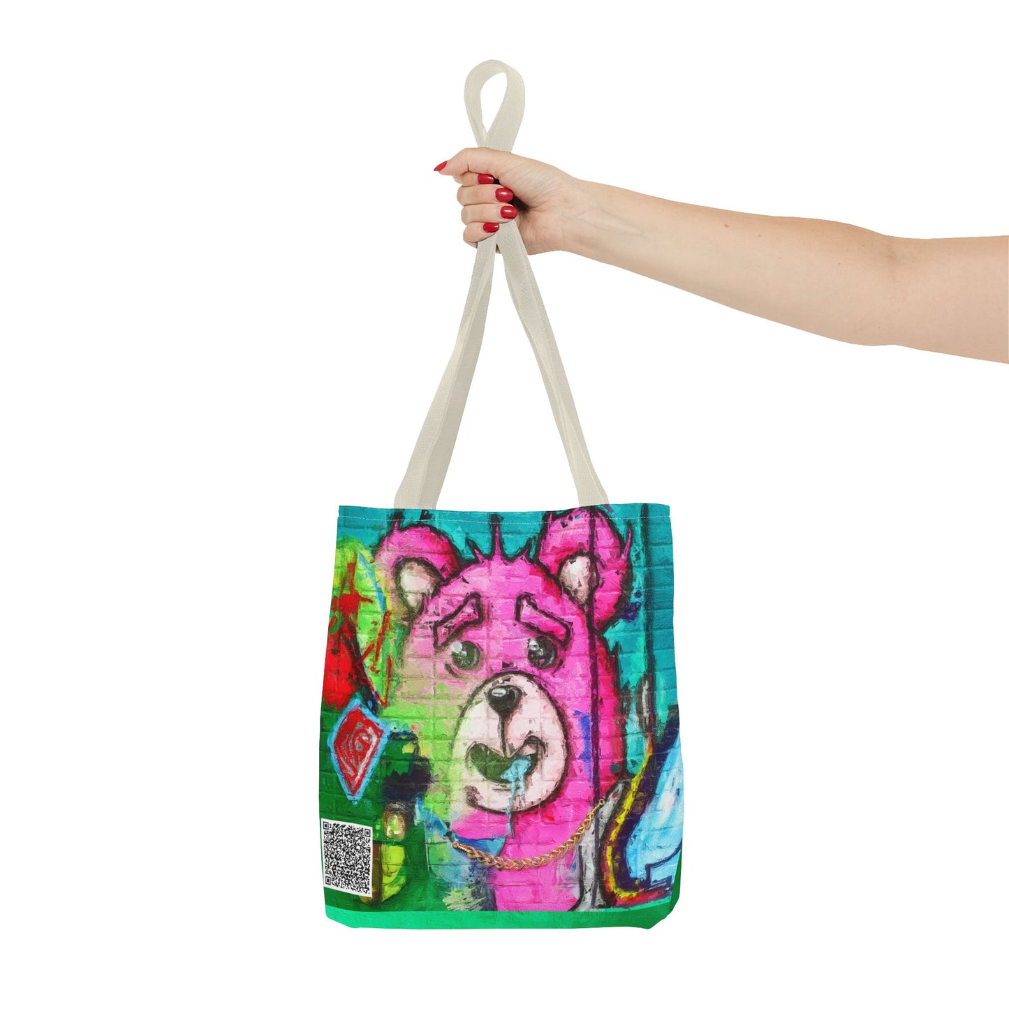"Graffiti Pink Bear" Tote Bag