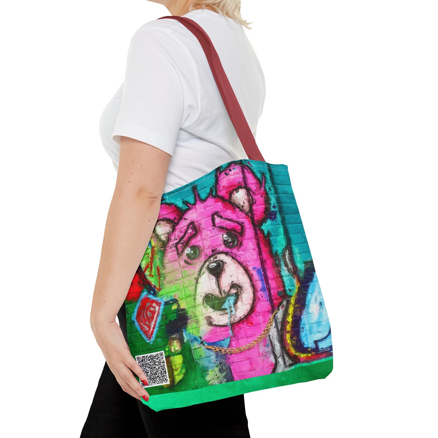 "Graffiti Pink Bear" Tote Bag