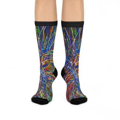 Multi-Color "Splash" Cushioned Crew Socks