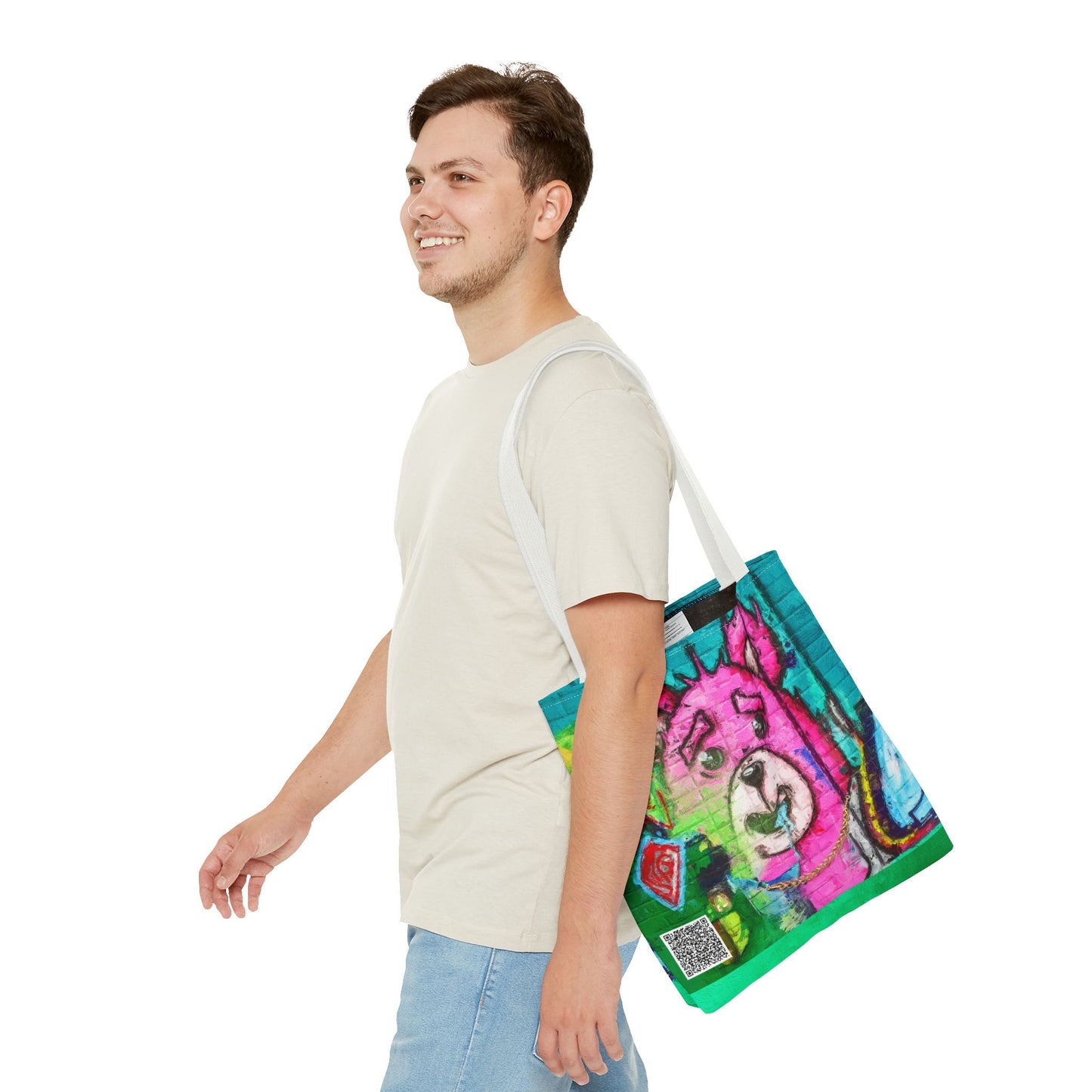 "Graffiti Pink Bear" Tote Bag