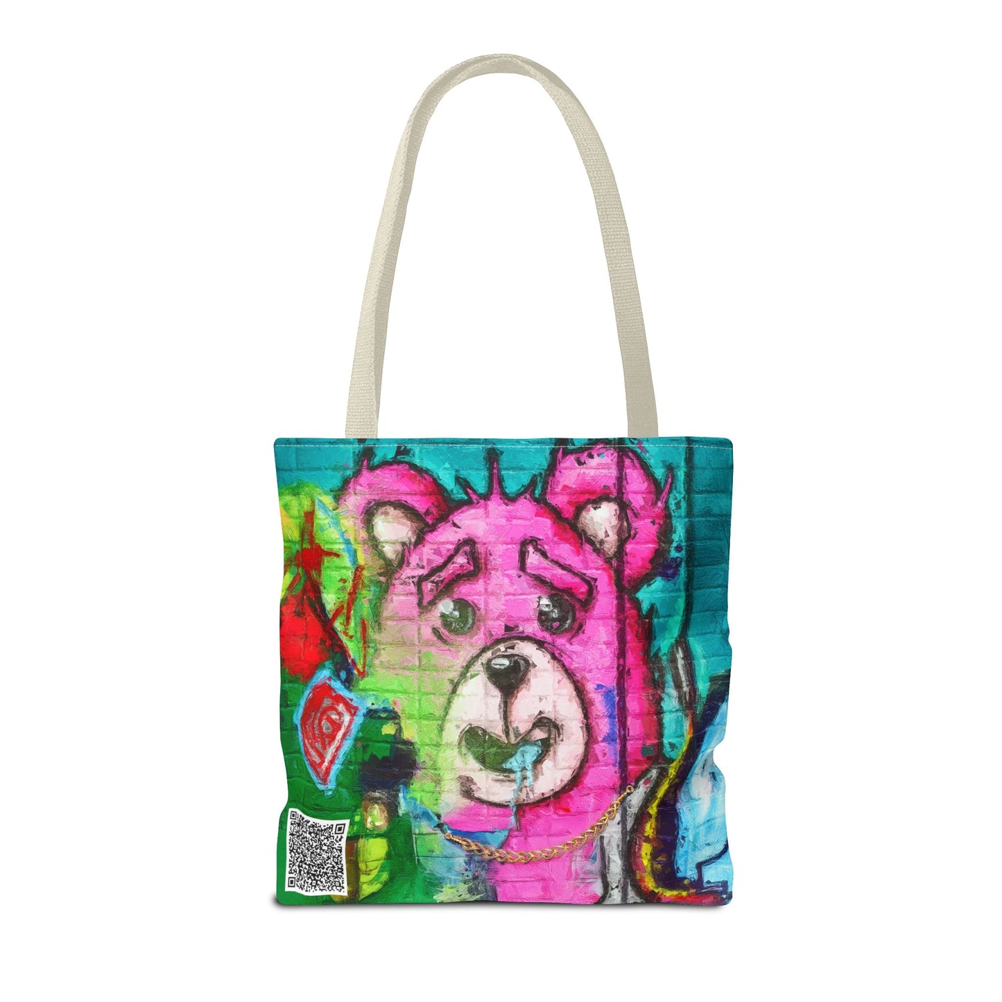 "Graffiti Pink Bear" Tote Bag