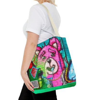 "Graffiti Pink Bear" Tote Bag