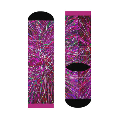 Pink "Splash" Cushioned Crew Socks - Colorful Comfortable Wear for Every Occasion